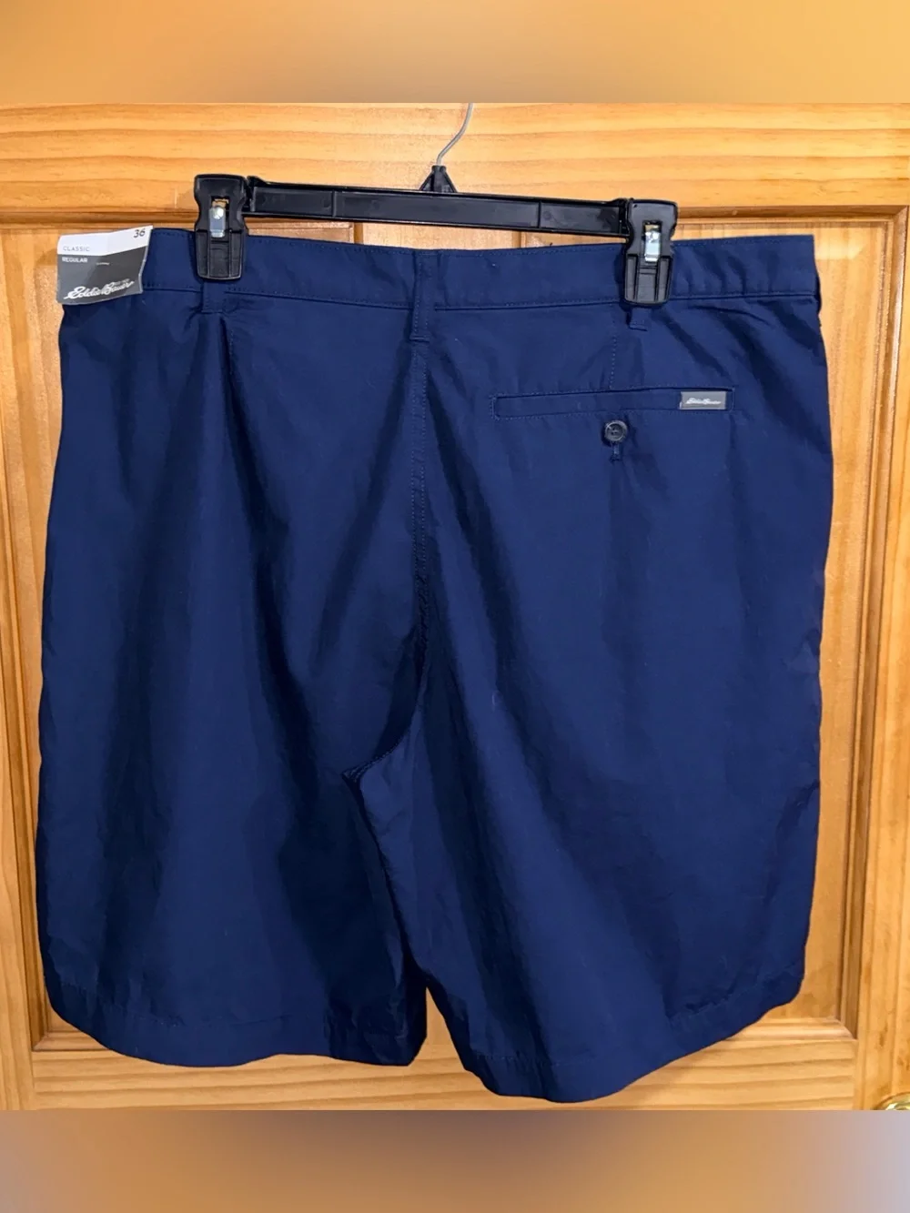 NWT Eddie Bauer Classic Mr. Camano Navy Flat-Front Men's Shorts-36
